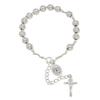 Silver Catholic Rosary Bracelet.