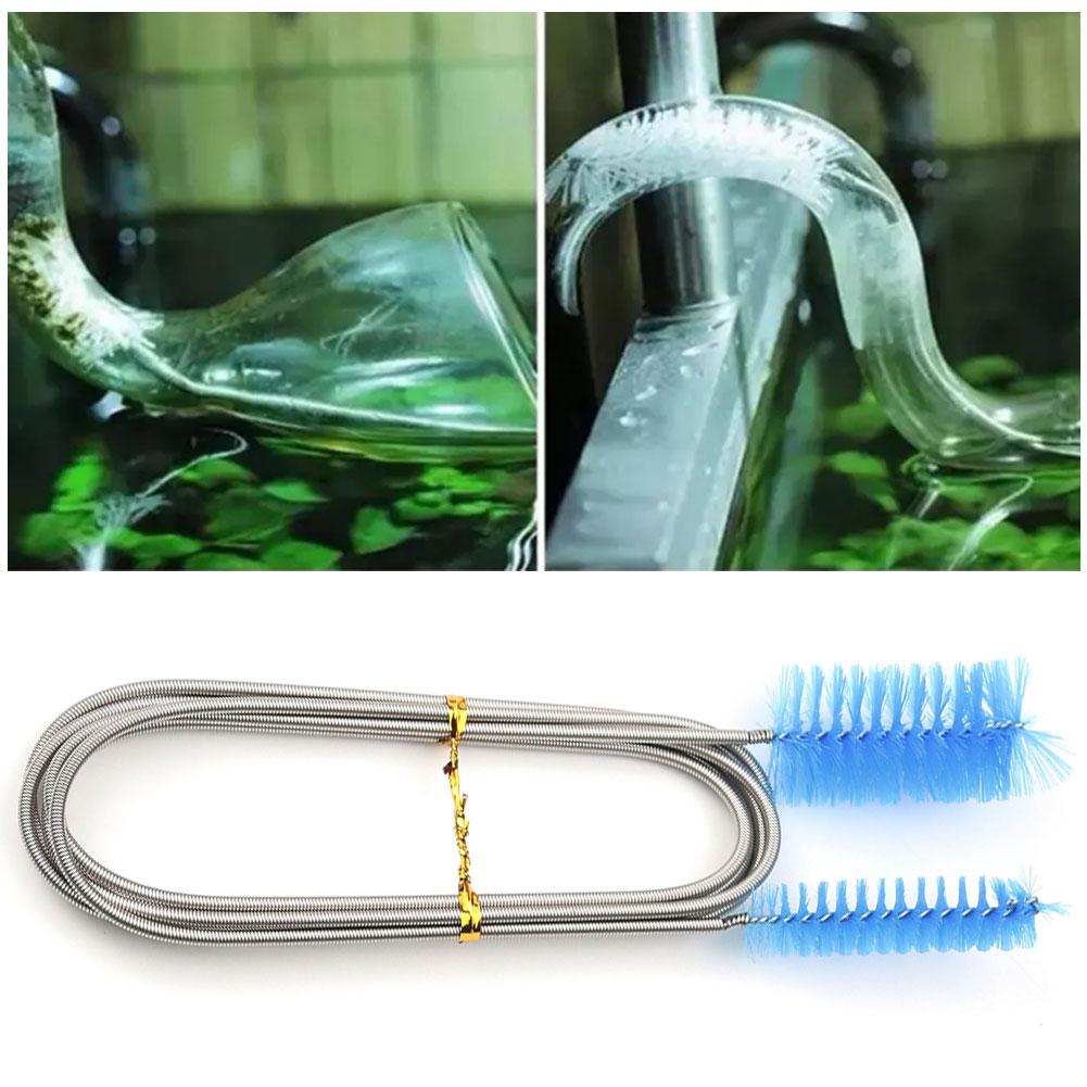 Аквариумная пружинная щетка из нержавеющей стали, двухсторонняя стеклянная щетка, инструменты для настенного инструмента, щетка для чистки пластика, внутренняя чистка G6Z9
