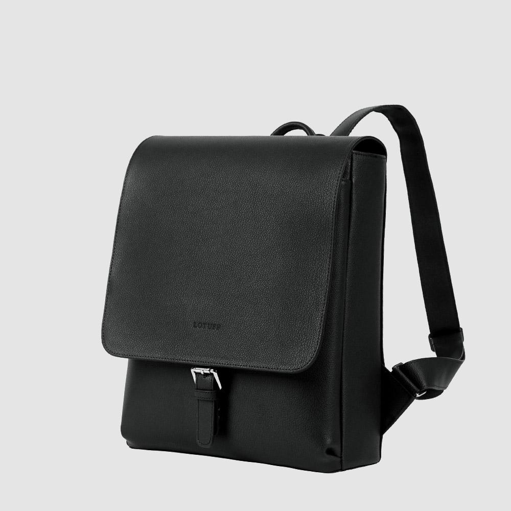 Lotuff Simple Leather Backpack Lo-7473 Bk Black