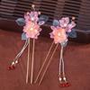 Han Chinese Clothing Hair Crown Hairpin Glazed Flower Decor Crystal Vintage Headpiece for Han Cloth Matching Hair Accessory
