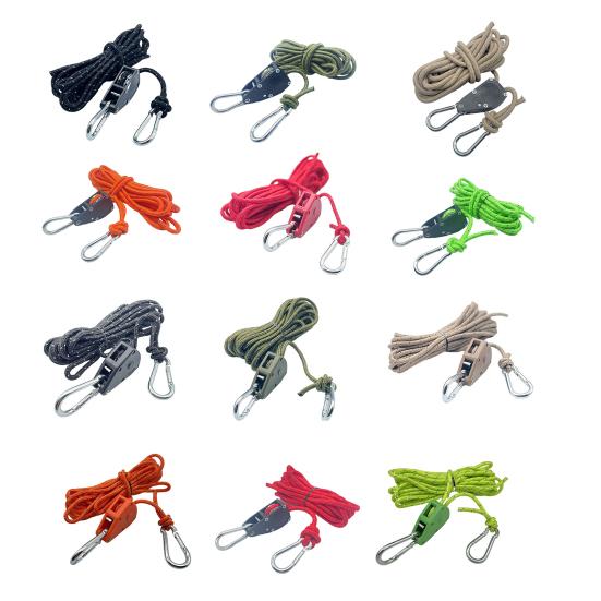 1 Набор Натяжитель веревки с роликом и шнуром 4/5 м, сверхпрочный, для наружного использования, для бэкпэкинга, туризма, катания на лодках, кемпинга, Регулятор-затяжитель оттяжной веревки