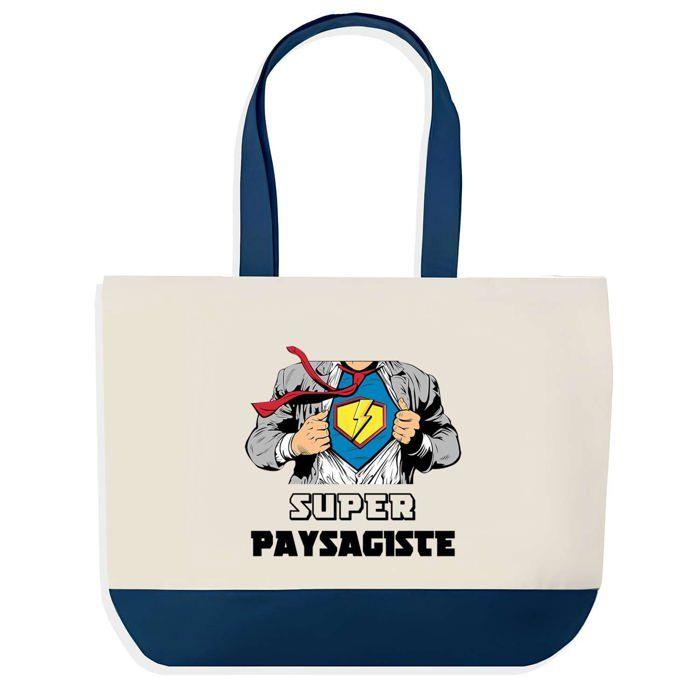Tote bag - PLANETEE - Super Paysagiste - Coton 40 x 45 cm - Fond bleu - Sans fermeture