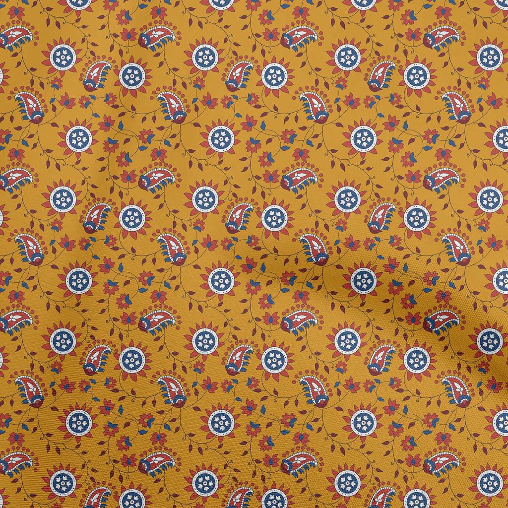 oneOone Cotton Poplin Blue Fabric Paisley Sewing Material Print Fabric By The Yard 42 Inch