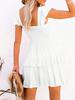 Women's Ruffle A Line Mini Dress Elastic Empire Waist Layered Swing Flowy Summer Dress
