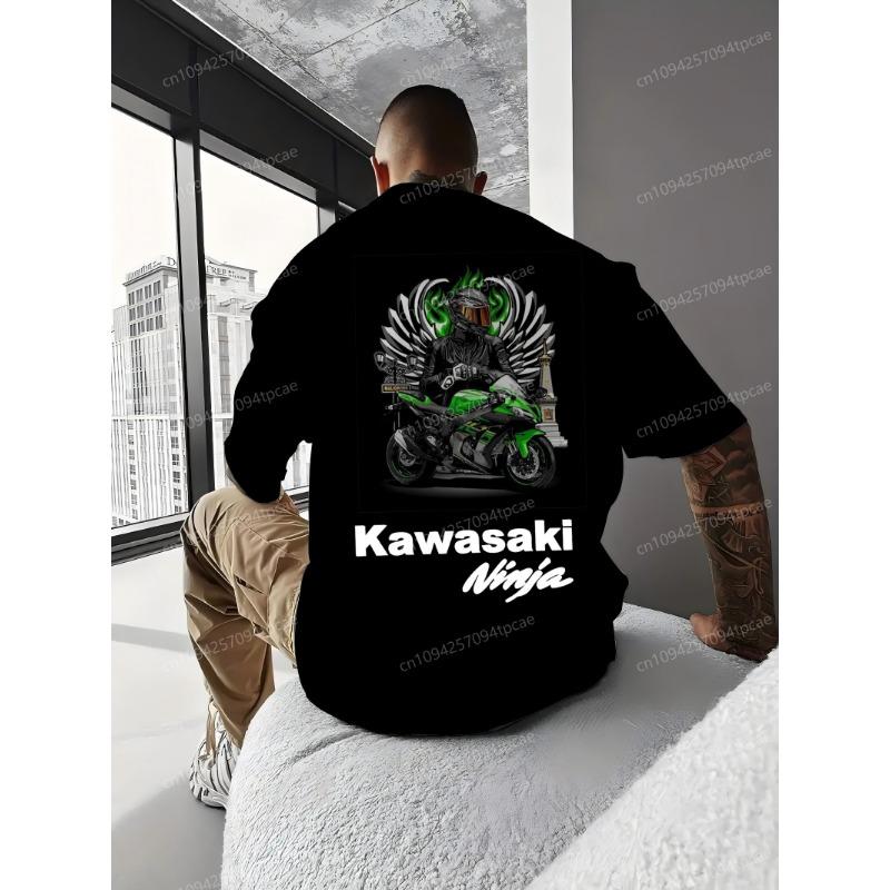 Kawasaki Высококачественная мужская футболка 2025 Новинка Экстремальные приключенческие виды спорта Топ Модная уличная Возвратность Ультравысокий Топ