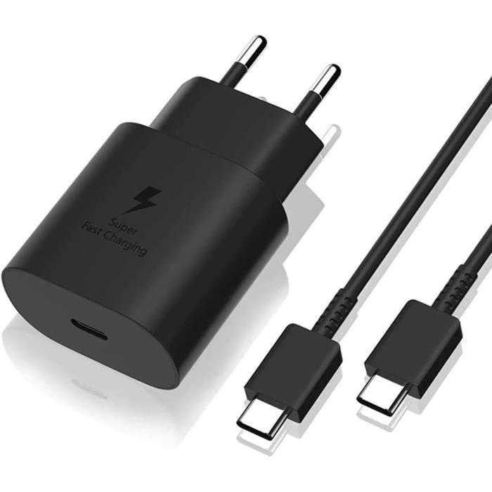 Chargeur Rapide 25W - ZISONIX - USB-C - Compatible Samsung S22/S21/S20 - Câble 1M - Noir