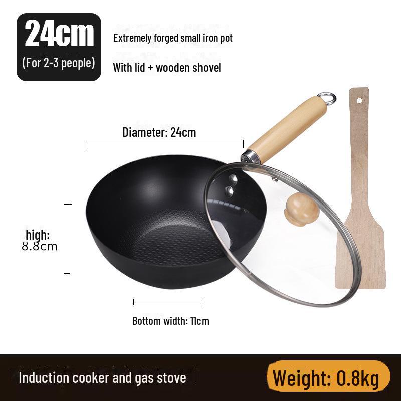 Мини-сковорода без покрытия диаметром 20 см для индукционных плит — компактная, легкая, идеальная для использования одним человеком