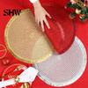 Elegant Dining Table Centerpiece Christmas Round Mat with Tassel, Heat Resistant PP Placemat, Non Slip Kitchen Pad Waterproof Decorative for