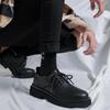 Korean Version of Big Head Leather Shoes Men's 2024 Summer New Teenagers Wear Breathable Tooling Shoes Casual Lace-up Small Black Shoes