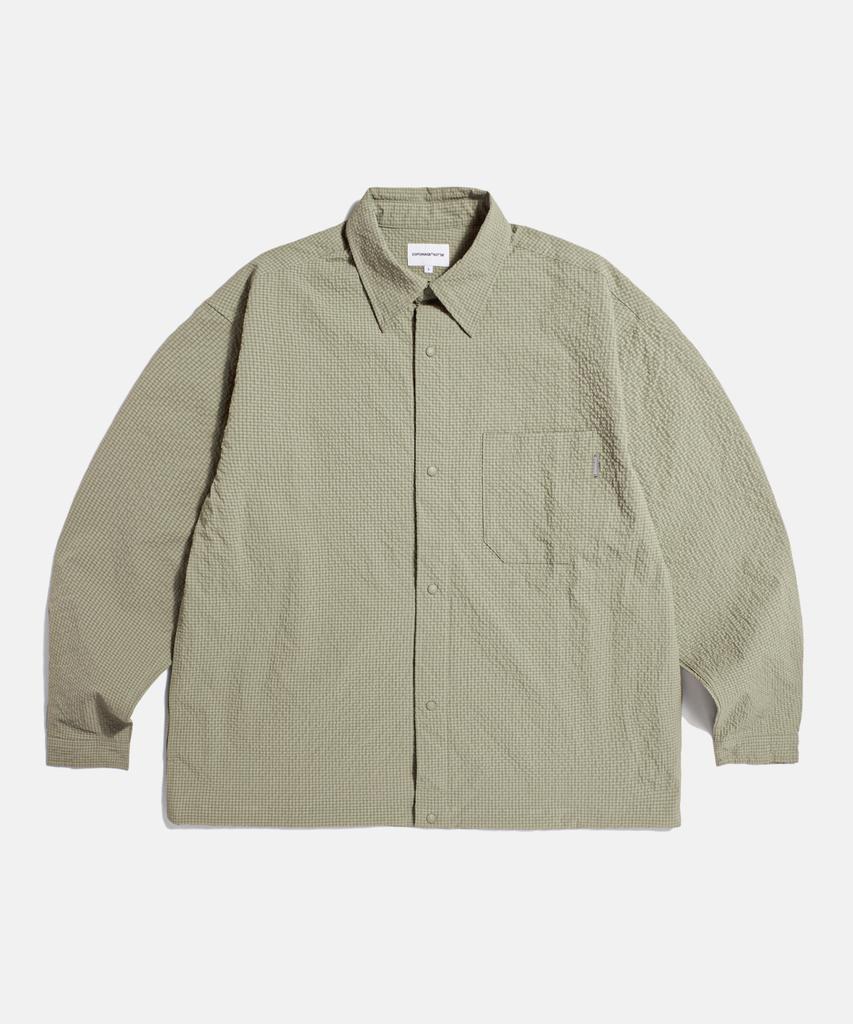 ESPIONAGE Grid Seersucker Outer Shirt Beige