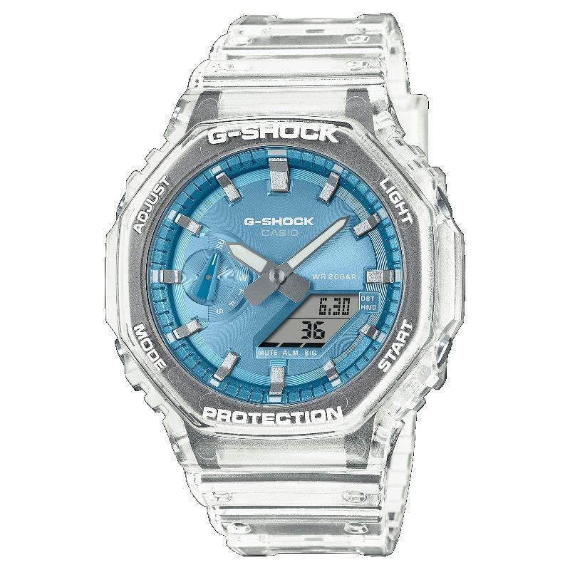 Casio Мужские часы G-SHOCK из смолы, водостойкость 200 м, аналоговые, ударопрочные, кварцевые, GA-2100BM-7A2