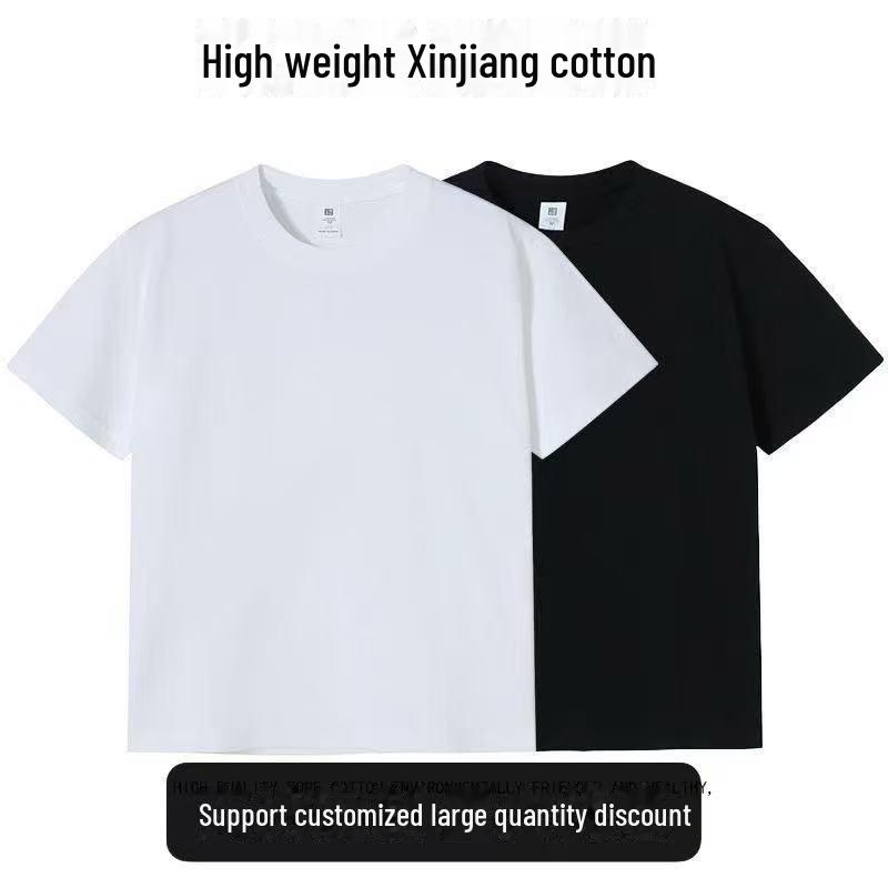 220 г. Чистый хлопок, плотные футболки для мужчин (Короткий рукав) & Женщины (Половина рукава) с модной фирменной печатью в сплошных цветах