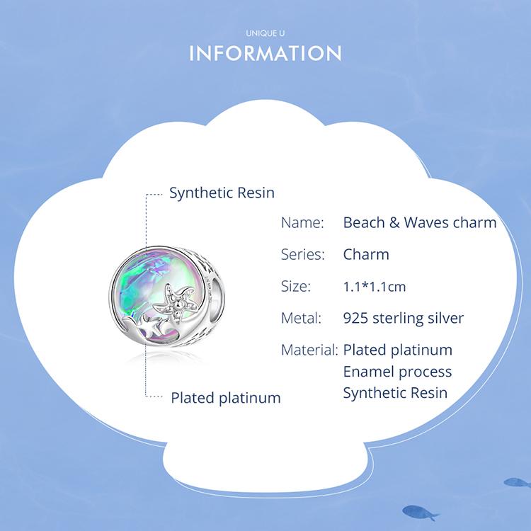 BAMOER 100% 925 Sterling Silver Charm Beach & Waves Beads Fit for Original Bracelet & Bangle Fine DIY Making Women Jewelry