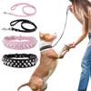 Dog Collar With Leash,Durable PU Leather Dog Collars For Bull, Studded For Small Medium Large Dog