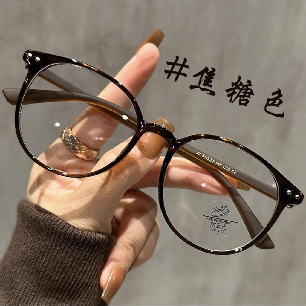New Japanese and Korean retro small fresh round myopia glasses women's literary art plain makeup flat frame versatile student glasses trend