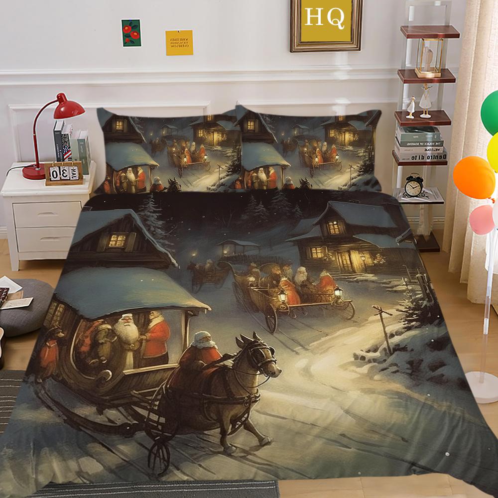 Модное рождественское одеяло с принтом размера «king-size», комплект высококачественного полиэстера для подростков, детей, домашнее постельное белье