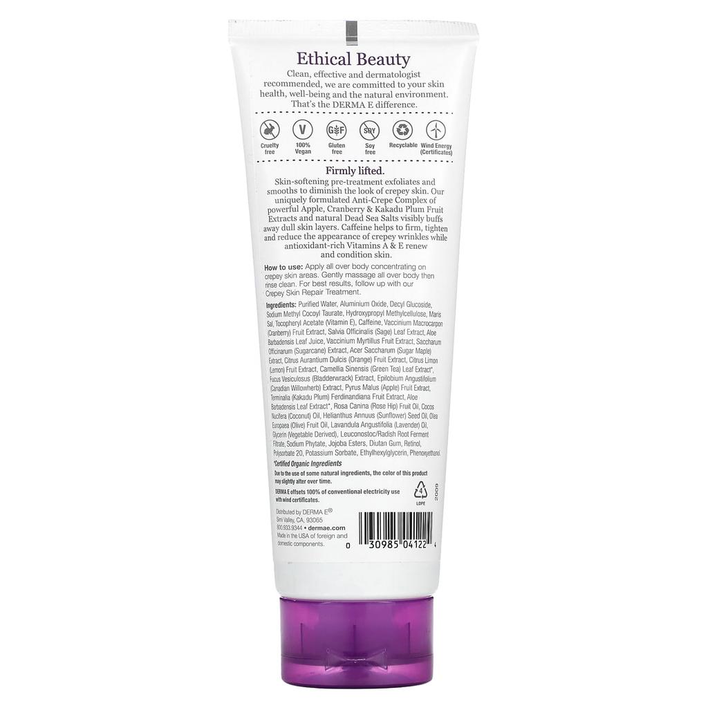 DERMA E, отшелушивающий скраб для предварительной обработки кожи Crepe Skin, 6 унций (170 г)