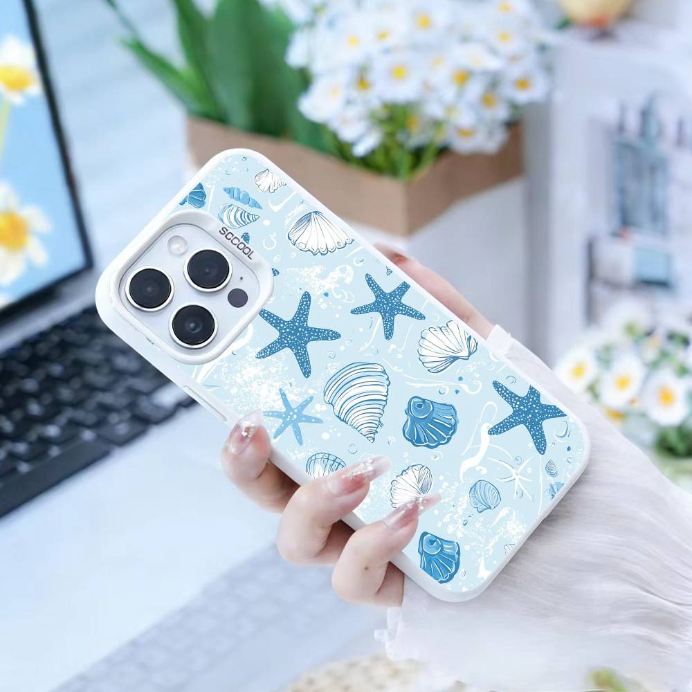 Красочный Морской Организм Чехол для Телефона Для iPhone 16,15,14,13,12,17,Pro,MAX белый Матовый Ударопрочный Чехол
