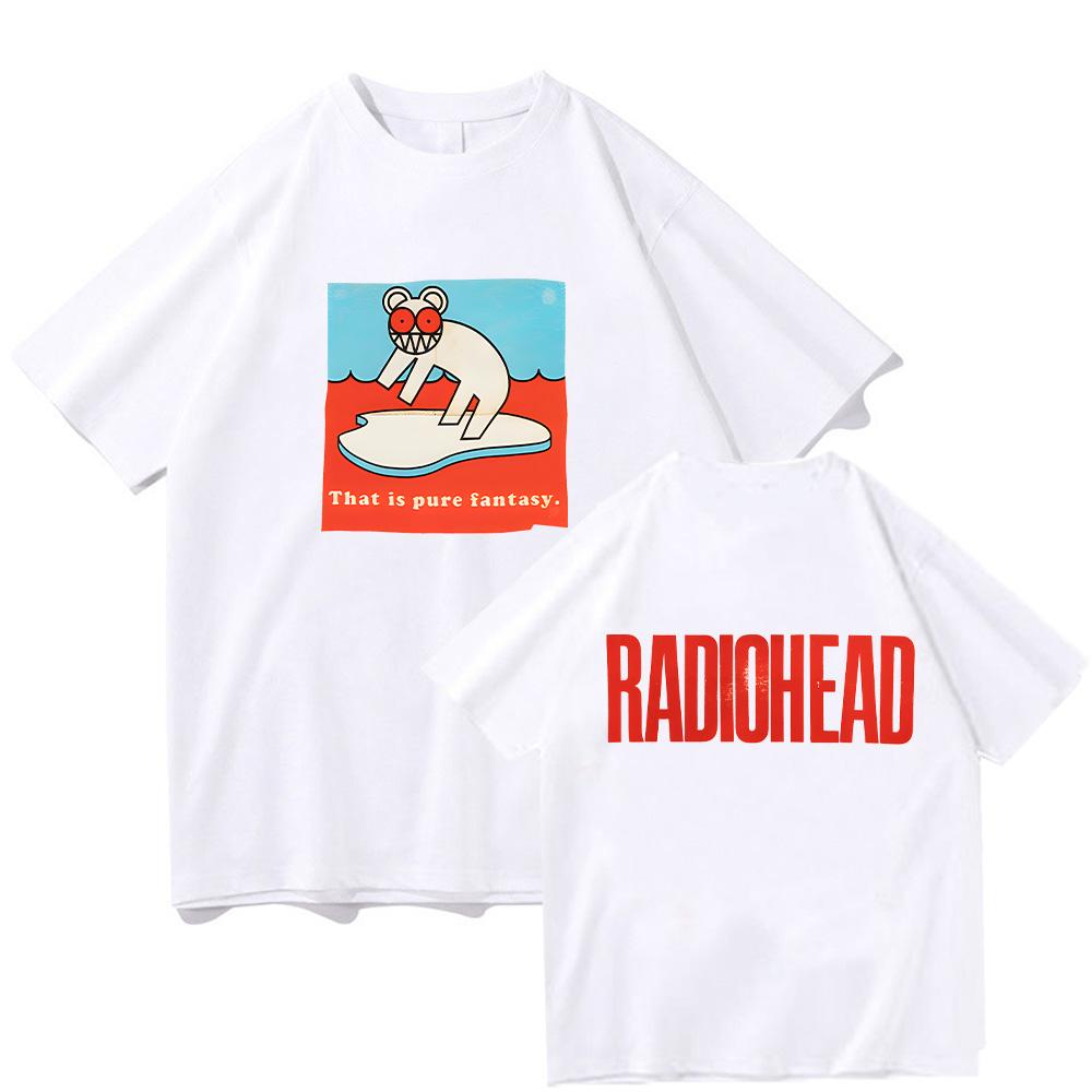 Radiohead Фэнтези Off Футболка Radiohead Винтажные Топы Графическая Рубашка с Коротким Рукавом Унисекс Женская Летняя Хлопок Высококачественная Футболка