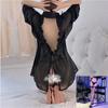 New Sex Underwear Sexy Leaking Back Teasing Perspective Temptation Pajamas Chiffon Shirt Women's Home Set