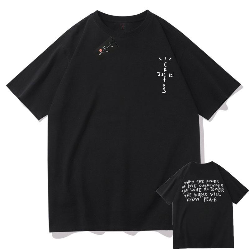 100 Cotton Cactus Jack Hip Hop T Shirt Unisex Unisex Cactus Harajuku Tshirts Cotton Lightning Tees Jack Tops Teenage White