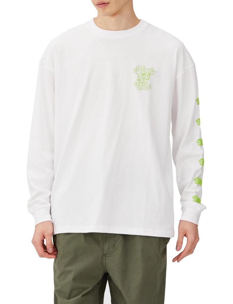 IMPROMES Casual SIDEWAYSTANCE Leaf Long Sleeve T-Shirt, Men's, White