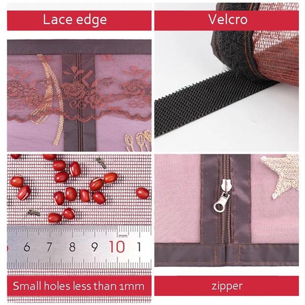 Summer Mosquito Screens Net Self-adhesive Window Screen Door Curtain Velcro Removable Household Decorative Curtain Zipper Opening