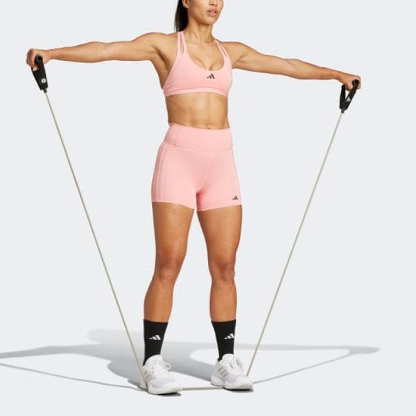 Adidas Шорты для тренировок с высокой талией, однотонные, женские, розовые, IK5481