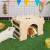 Interactive Hamster & Rabbit Wooden Hideout with Hay Feeder