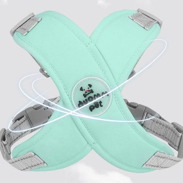 Daily Public X-shaped Double Locking Dog Harness Vest with Leash, Green