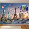 1 item  global travel photo background world map decorative background photo prop  polyester banner decoration  home decoration