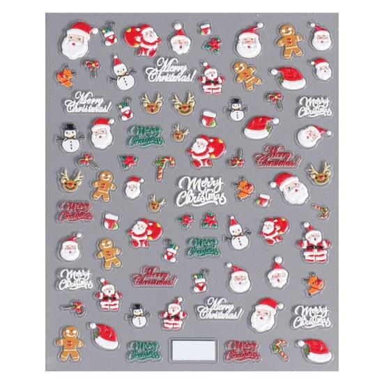 Рождественские наклейки для ногтей, праздничные снежинки, мультяшный лось, трехмерная наклейка для дизайна ногтей, женские аксессуары