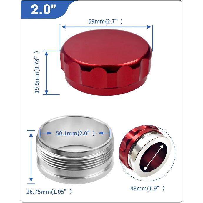 2"/50.8mm Weld Gas Cap Universal Aluminum Alloy Fuel Cap with Weld On red