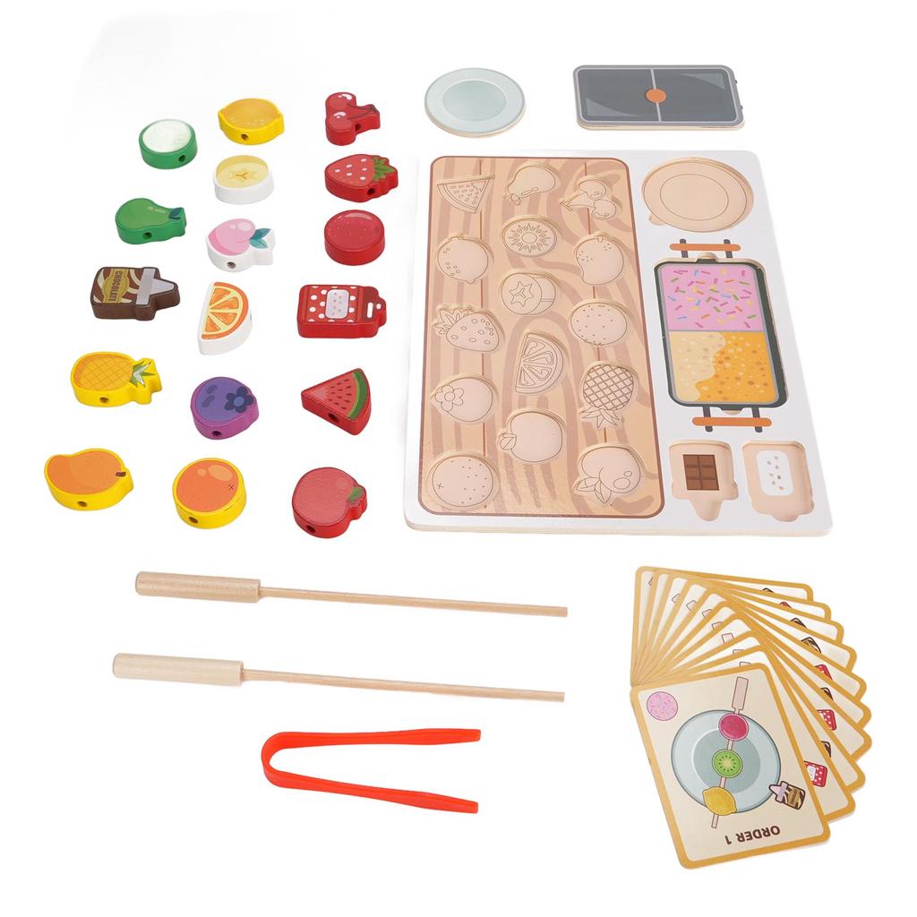 Деревянные игрушки-шампуры для фруктов, имитация деревянных фруктов, развивающие игрушки для детей