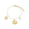 Bracelet - LUXENTER - Brisa Marina - perle blanche - finition or jaune 18 carats - motifs maritimes