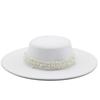 New Fashion Wool Pork Pie Boater Flat Top Hat For Women's Men's Felt 9.5CM Wide Brim Fedora Gambler Hat