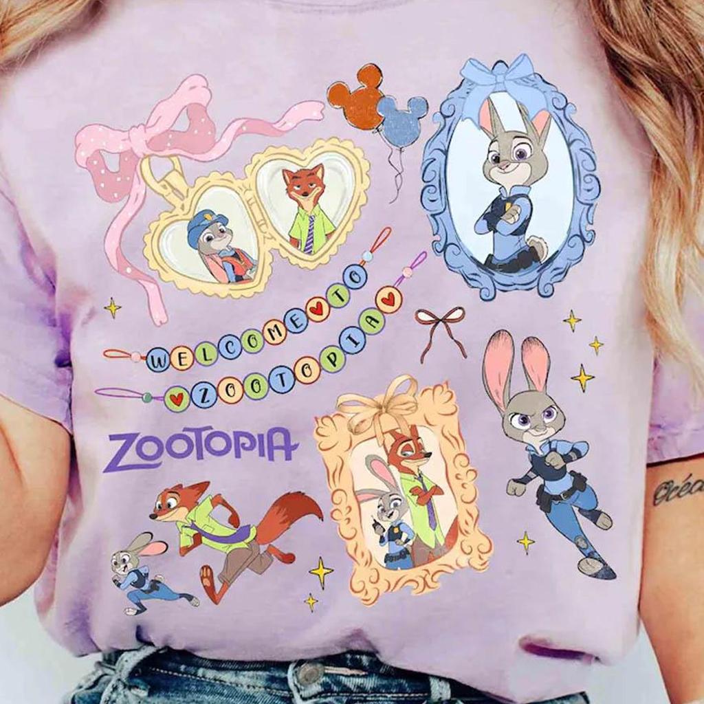 Coquette Bow Watercolor Zootopia Shirt, Judy Hopps Shirt, Nick Wilde Shirt, Retro Zootropolis Disney Tee, WDW Family 2026 Trip Tee