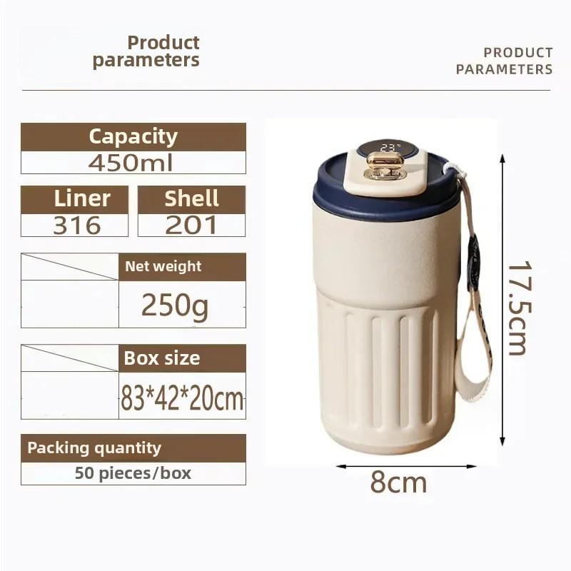 Новая кружка из нержавеющей стали с двойными стенками и термоизоляцией, с умным дисплеем температуры, для переноски, портативная автомобильная кофейная вакуумная кружка, бизнес-подарки