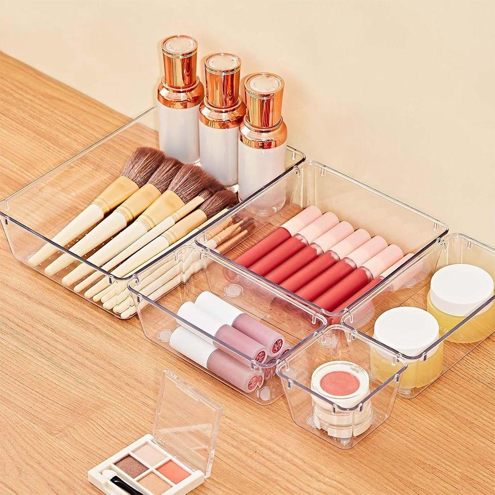 Transparent Plastic Trays Organizer Compartment Stackable Drawer Dividers  Bedroom Dresser