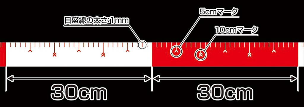 Shinwa Sokutei Adhesive Synthetic 50mm x Red and 30cm 78193 Rod, Paper, 25m, White, Spacing,