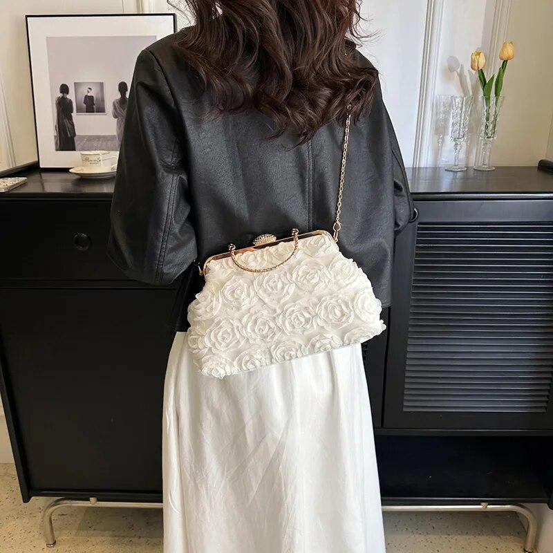 Дизайнерские винтажные женские сумки из бисера с цветами и ракушками, сумки с замком, розовые, белые, хрустальные сумки и кошельки, сумки на плечо с цепочкой, вечерние клатчи