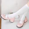 Fashion Bow One Strap Mary Jane Shoes Autumn New Round Toe Shallow Mouth Non-slip Wear-resistant Square Heel Shoes