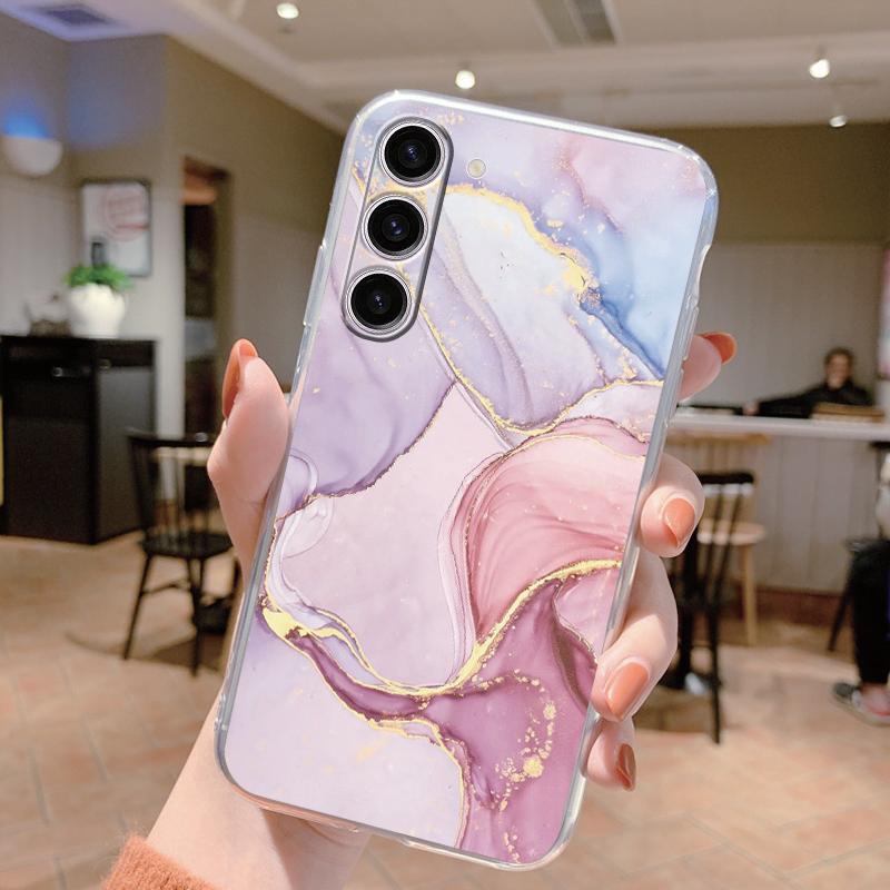 Для Samsung Galaxy S24 Чехол S24 Plus S 24 Ultra Чехол для телефона Мраморный Прозрачный Coque Мягкий ТПУ Fundas Для Samsung S25 FE S25+ Чехол
