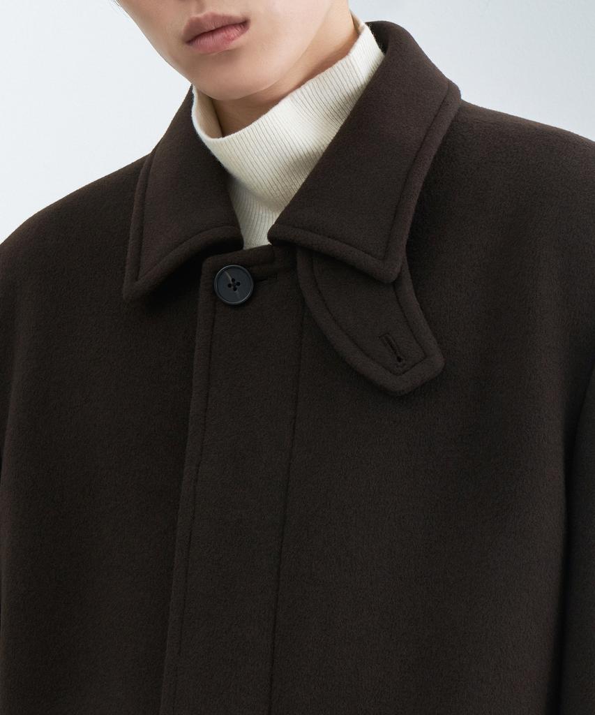 Musinsa Standard Cashmere Blend Over-Shoulder Balmacaan Coat [Dark Brown]