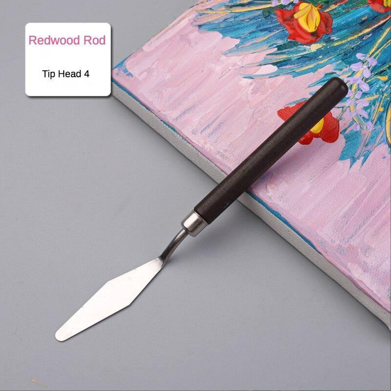 1 Pcs Student Art Oil Painting Scraper Wood Flat/Tip Head Stainless Steel Pick Knife Gouache Pigment Pointed Color Mixing Shovel