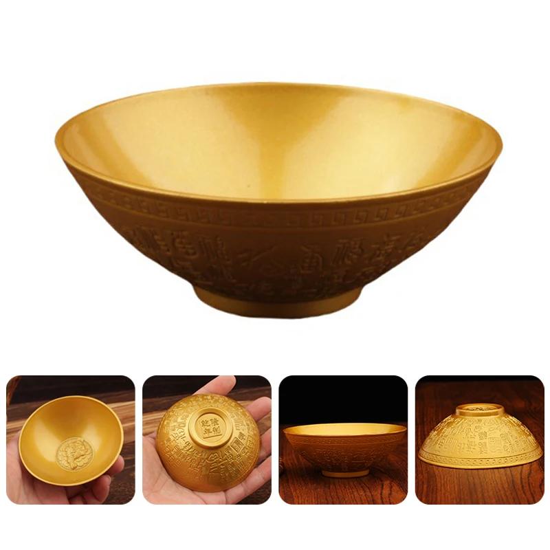 Golden Blessing Bowl Spiritual Decorative FuOrnaments Wealth Attracting Desktop Decoration Good Luck Bringer for Home Collection
