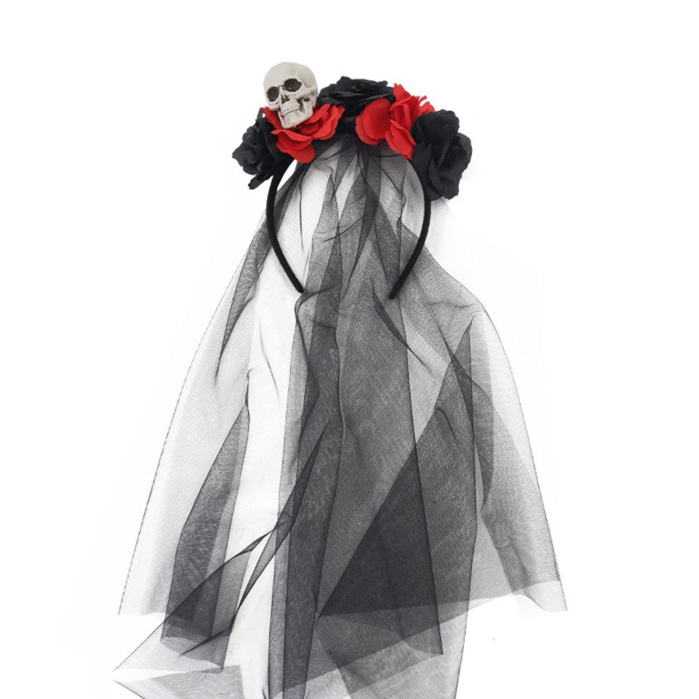 Готическая роза, череп, повязка для волос, черная, косплей, головной убор, Хэллоуин, ободок, костюм для маскарада