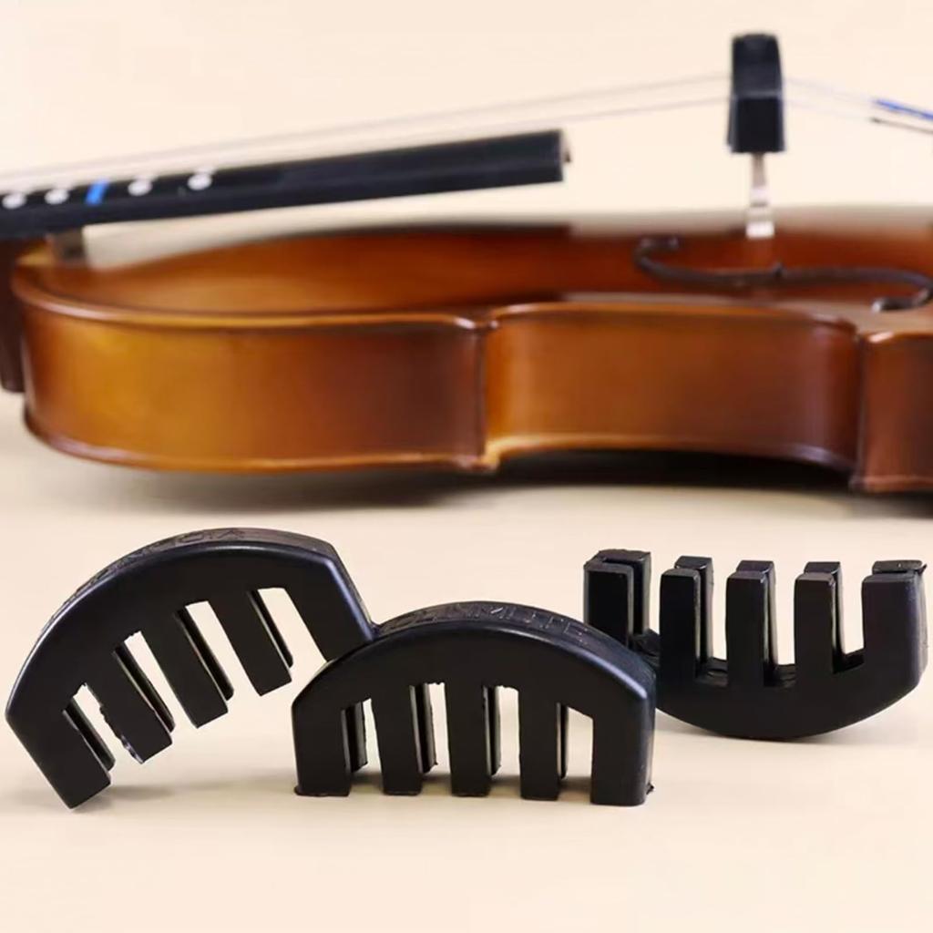 Violin Set of Size Sound Practice Sound Leakage Nighttime Noise Easy Black Mute, 2, 4/4-3/4 Compatible, Rubber, Mute, Mute, Prevention, Practice,