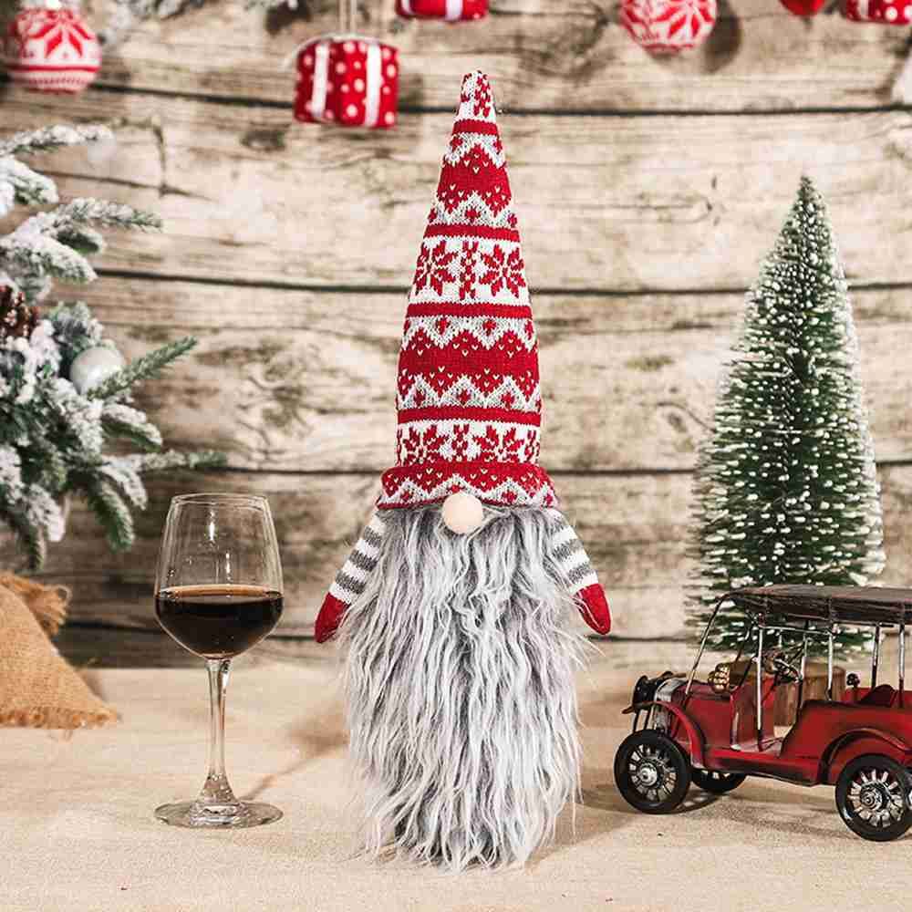 Dinner Party Table Decor Snowman Santa Claus Christmas Ornaments Bottle Dress Up Wine Bottle Cover