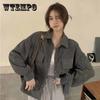 Retro Shirt Corduroy Coat Korean Temperament Design Sense Lapel Cardigan Top Fashion